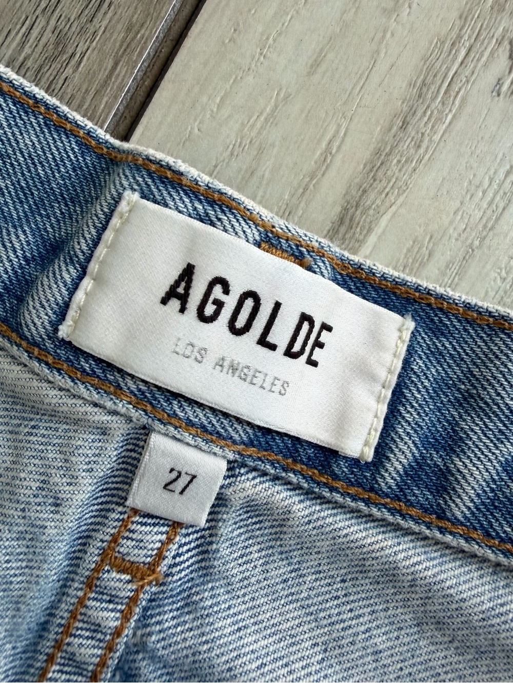 Agolde Parker Long Distressed Denim Shorts - Picture 2 of 8
